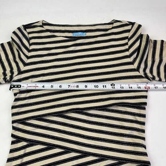 J. McLaughlin Nicola Dress Layered Stripe Black Cream Metallic Silver size XS - Picture 8 of 14